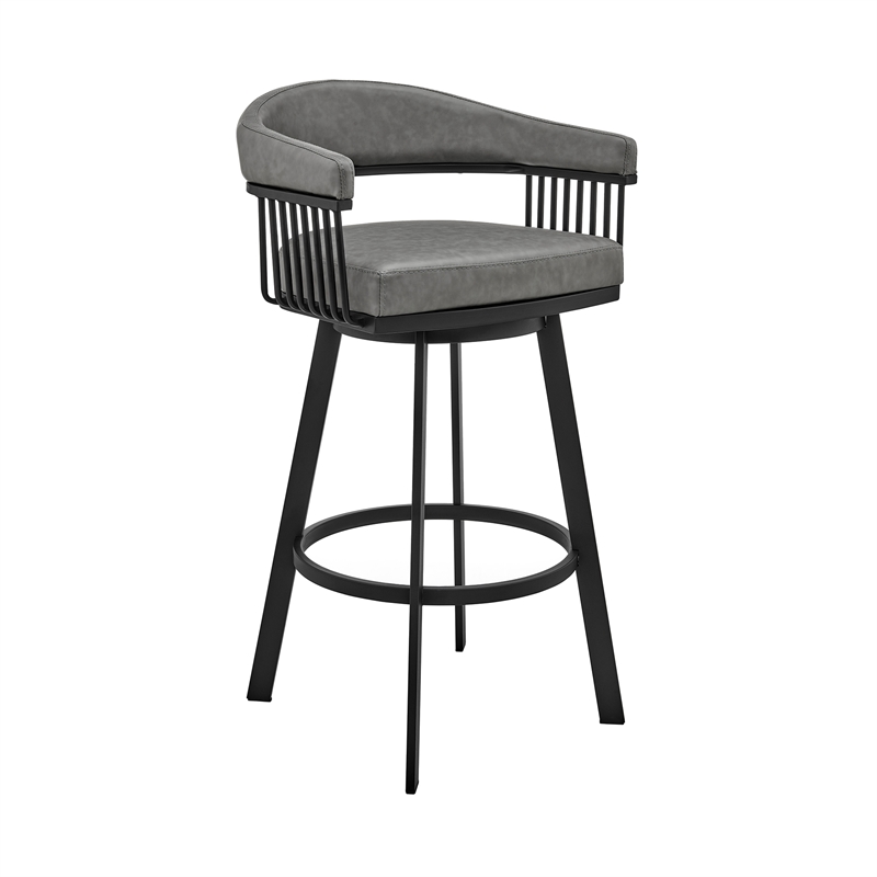 Armen Living Naomi and Chelsea 3-Piece Faux Leather Dining Set in Gray/Black