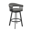 Armen Living Naomi and Chelsea 3-Piece Faux Leather Dining Set in Gray/Black