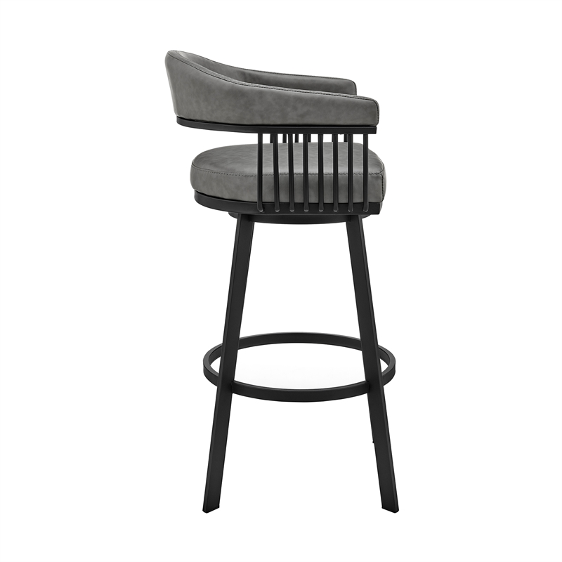 Armen Living Naomi and Chelsea 3-Piece Faux Leather Dining Set in Gray/Black