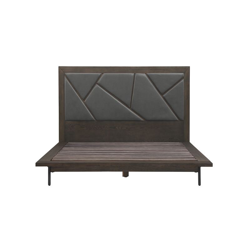 Armen Living Marquis 4-Piece Wood Queen Platform Bedroom Set in Oak/Gray