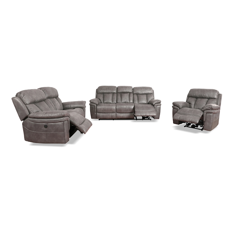 Armen Living Estelle 3-Piece Fabric Sofa Love Seat & Chair in Gunmetal Gray
