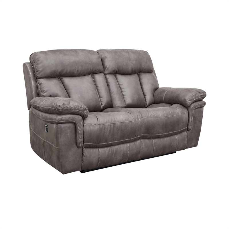 Armen Living Estelle 3-Piece Fabric Sofa Love Seat & Chair in Gunmetal Gray