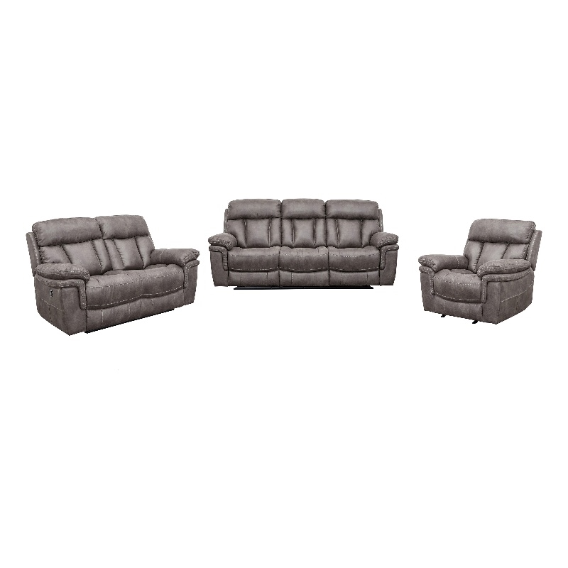 Armen Living Estelle 3-Piece Fabric Sofa Love Seat & Chair in Gunmetal Gray