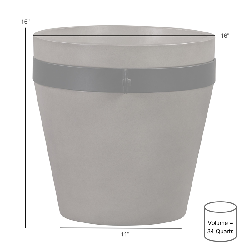Obsidian Medium Indoor or Outdoor Planter in Gray Concrete with Black Accent