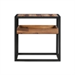 Ludgate Square End Table with Shelf in Acacia and Black Metal
