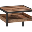 Ludgate Square End Table with Shelf in Acacia and Black Metal
