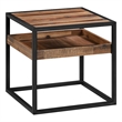 Ludgate Square End Table with Shelf in Acacia and Black Metal