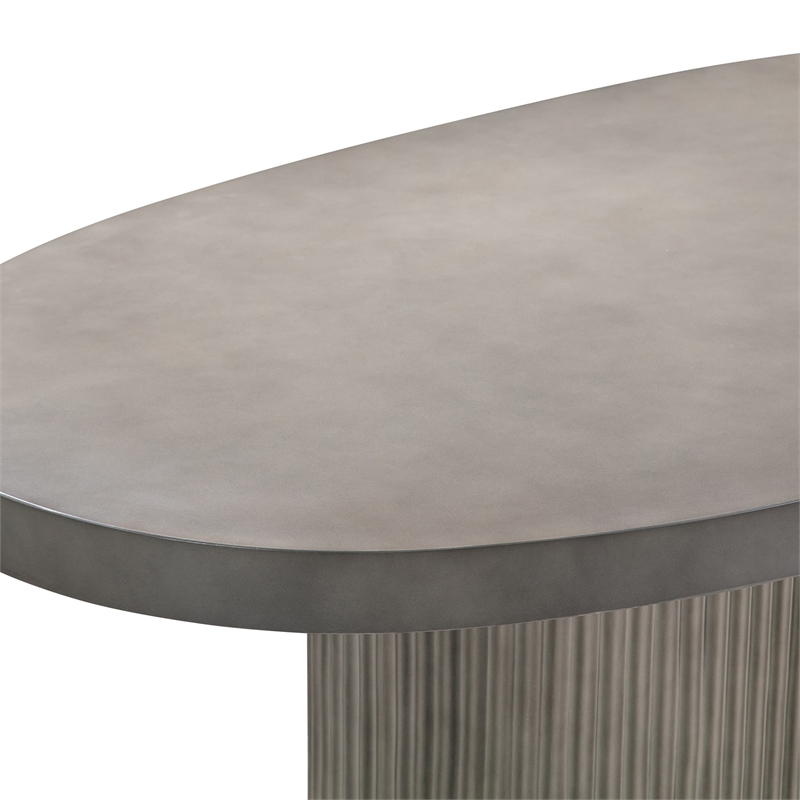 Wave Oval Dining Table in Gray Concrete