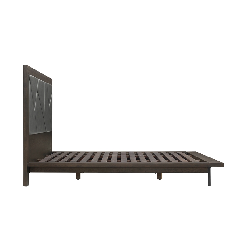 Armen Living Marquis King Size Oak Wood Platform Bed in Oak/Gray