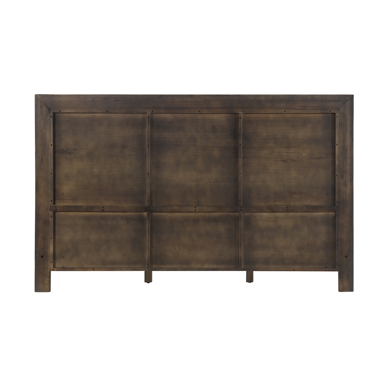Armen Living Marquis King Size Oak Wood Platform Bed in Oak/Gray