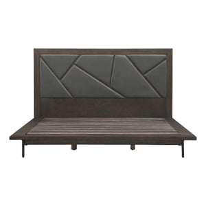 Armen Living Marquis King Size Oak Wood Platform Bed in Oak/Gray
