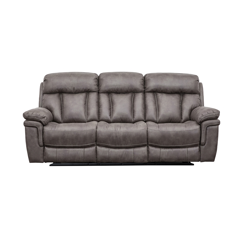 Armen Living Estelle Modern Wood & Fabric Power Reclining Sofa in Gunmetal