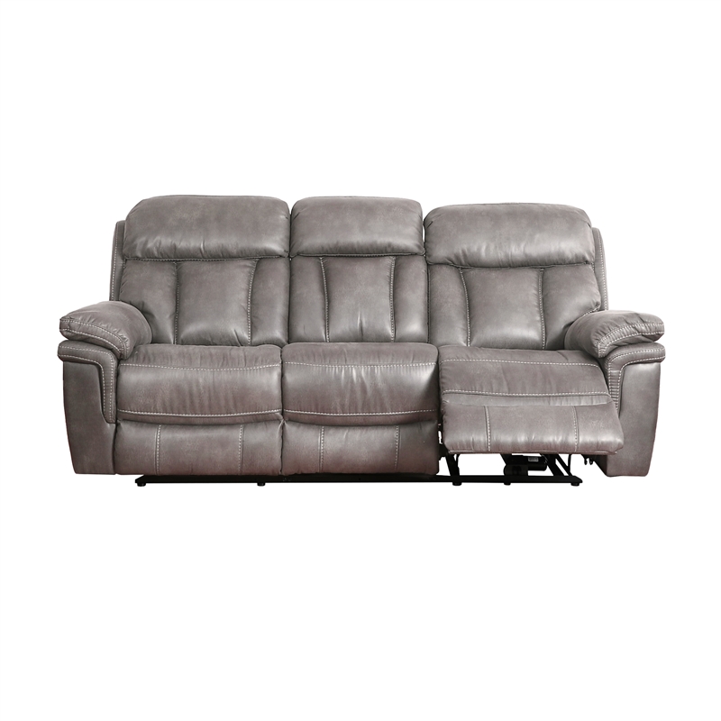 Armen Living Estelle Modern Wood & Fabric Power Reclining Sofa in Gunmetal