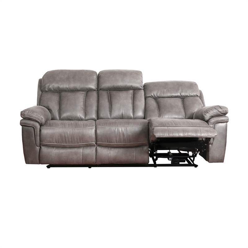 Armen Living Estelle Modern Wood & Fabric Power Reclining Sofa in Gunmetal