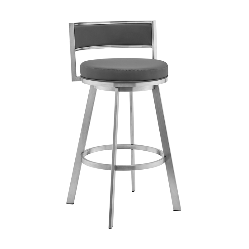 Armen Living Naomi and Roman 4-Piece Stainless Steel Dining Set in Gray/Silver