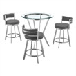 Armen Living Naomi and Roman 4-Piece Stainless Steel Dining Set in Gray/Silver