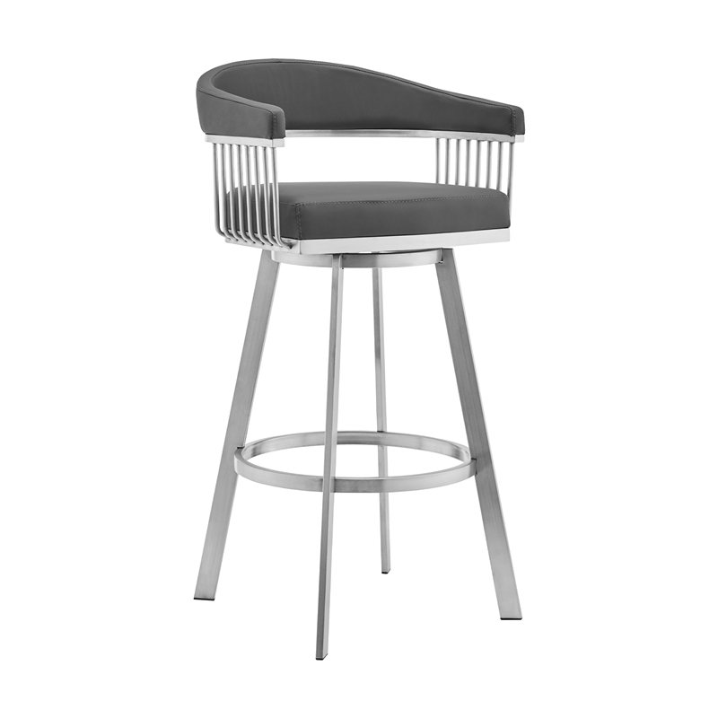 Armen Living Naomi and Chelsea 4-Piece Stainless Steel Dining Set in Gray/Silver