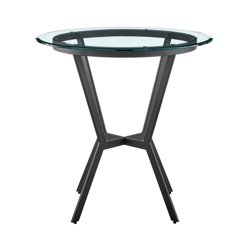 Armen Living Naomi and Chelsea 5PC Faux Leather/Metal Dining Set in Black/Gray