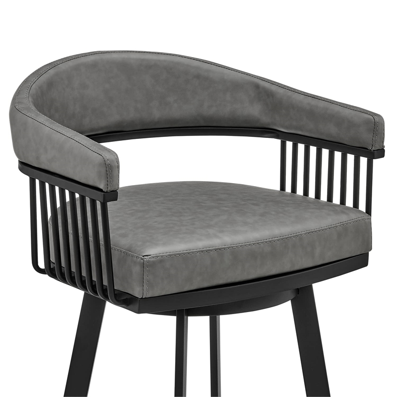 Armen Living Naomi and Chelsea 5PC Faux Leather/Metal Dining Set in Black/Gray