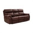 Armen Living Leather Power Headrest & Lumbar Support Reclining Sofa in Brown