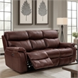 Armen Living Leather Power Headrest & Lumbar Support Reclining Sofa in Brown