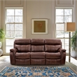 Armen Living Leather Power Headrest & Lumbar Support Reclining Sofa in Brown