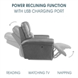 Armen Living Leather Power Headrest & Lumbar Support Reclining Sofa in Brown