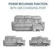 Armen Living Leather Power Headrest & Lumbar Support Reclining Sofa in Brown