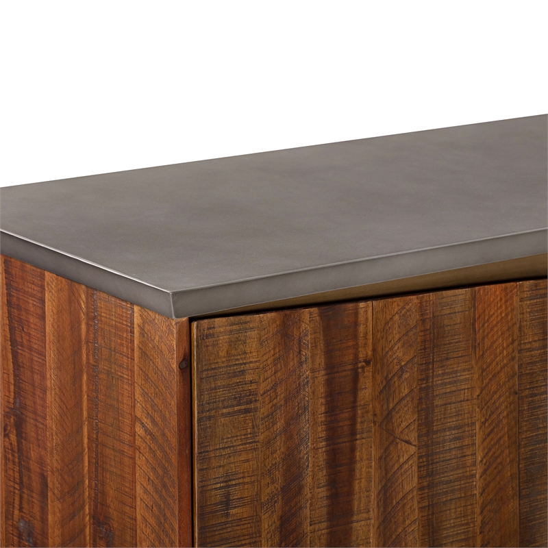 Picadilly 4 Door Sideboard Buffet in Acacia Wood and Concrete