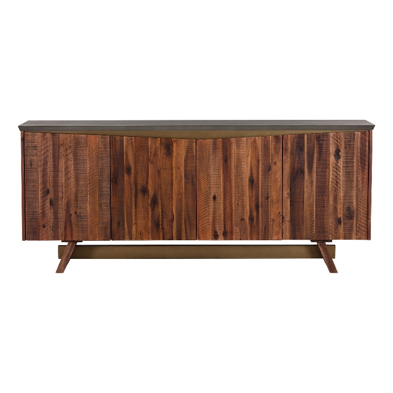 Picadilly 4 Door Sideboard Buffet in Acacia Wood and Concrete