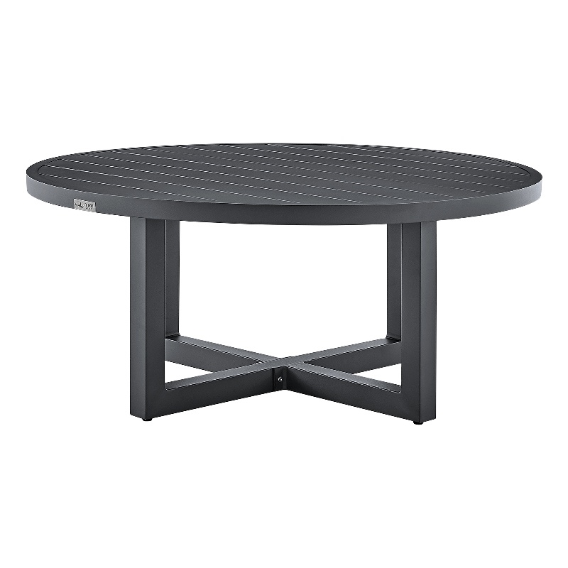 Armen Living Argiope Round Aluminum Outdoor Patio Coffee Table in Gray