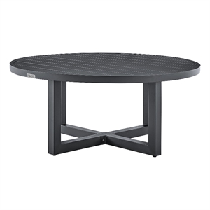 Armen Living Argiope Round Aluminum Outdoor Patio Coffee Table in Gray