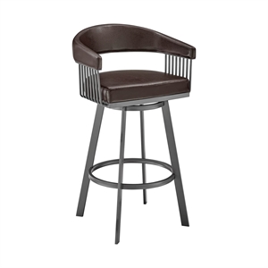 Armen Living Chelsea 26&quot Faux Leather Swivel Counter Stool in Brown/Chocolate