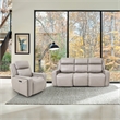 Armen Living Leather Reclining Sofa w/ Power Headrest & Lumbar Support in Gray