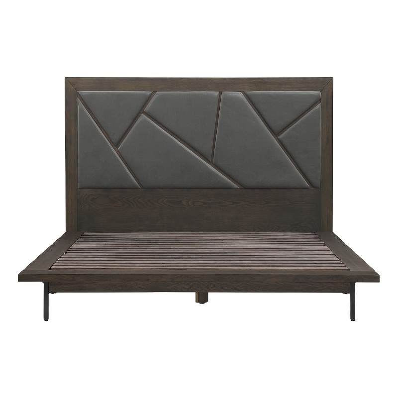 Armen Living Marquis 3-Piece Wood Queen Platform Bedroom Set in Gray/Smoke Oak