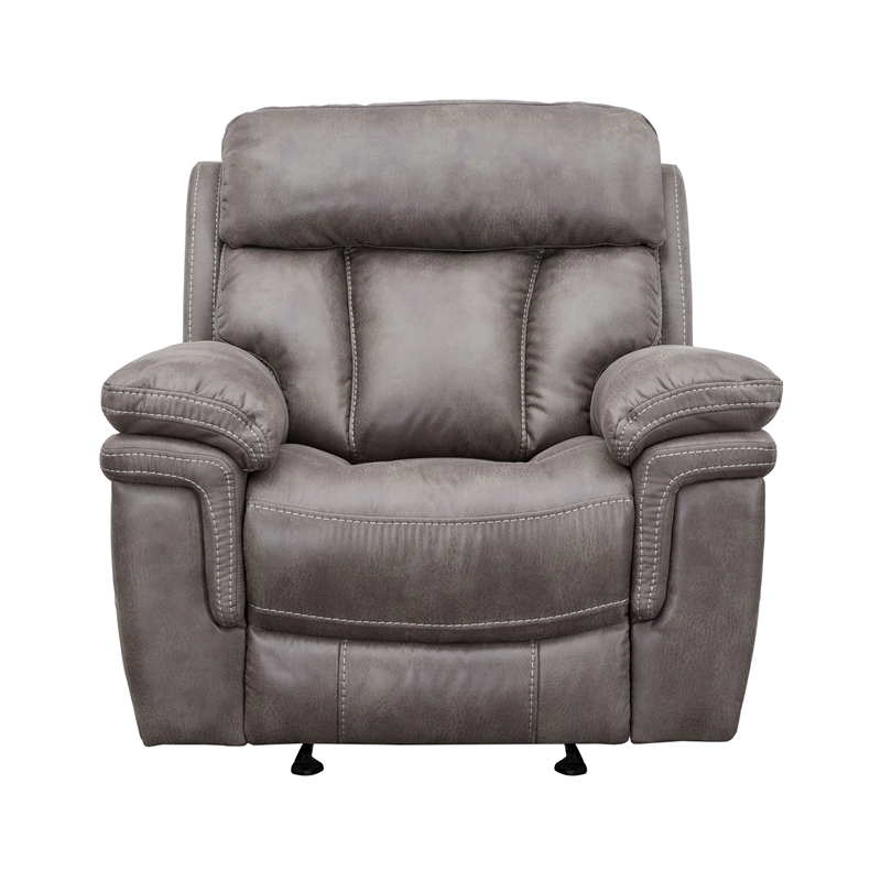 Armen Living Estelle 2-Piece Fabric Reclining Set Sofa & Recliner in Gunmetal