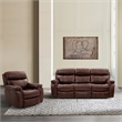 Armen Living Montague 2PC Leather Dual Power Reclining Sofa Recliner in Brown