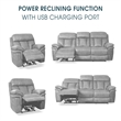 Armen Living Montague 2PC Leather Dual Power Reclining Sofa Recliner in Brown