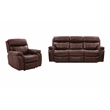 Armen Living Montague 2PC Leather Dual Power Reclining Sofa Recliner in Brown