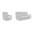 Armen Living Montague 2PC Leather Dual Power Reclining Sofa Recliner in Brown