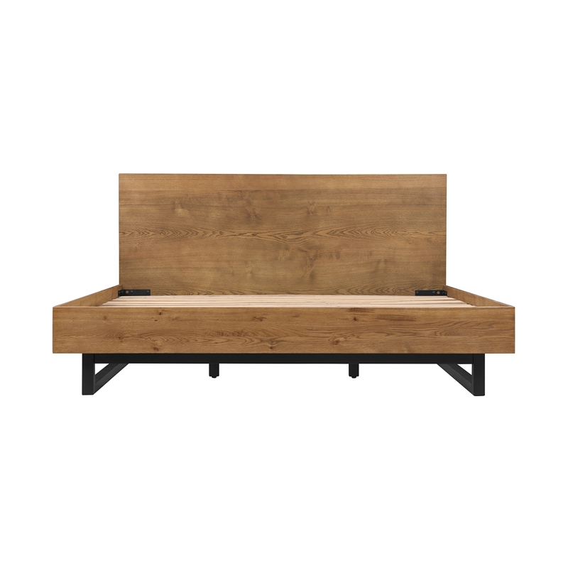 Armen Living Aldo 4-Piece Wood King Platform Frame Bedroom Set in Brown/Black