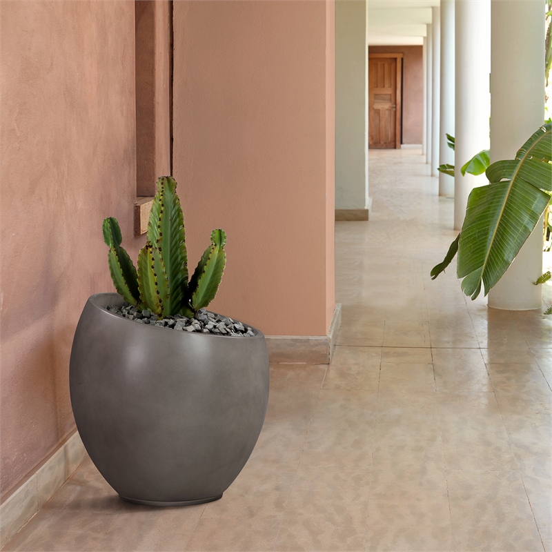 Moonstone Large Indoor or Outdoor Planter in Gray Concrete