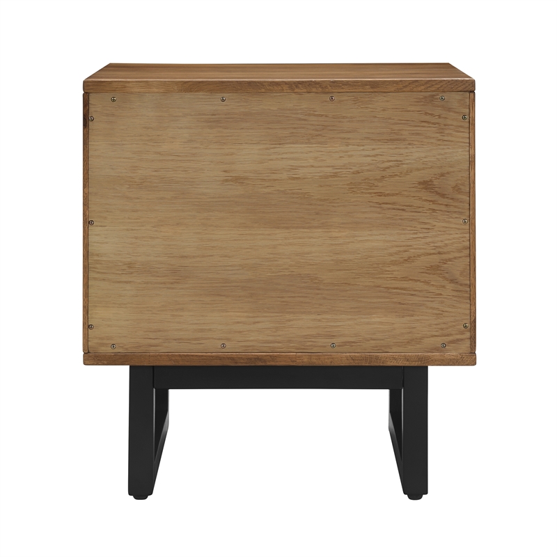 Armen Living Aldo 1-Drawer Modern Wood and Metal Nightstand in Brown/Black