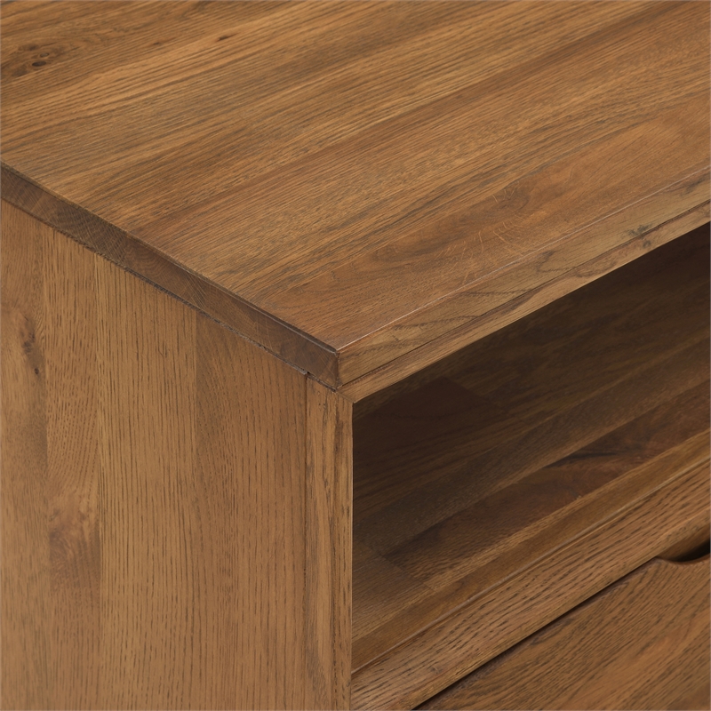 Armen Living Aldo 1-Drawer Modern Wood and Metal Nightstand in Brown/Black