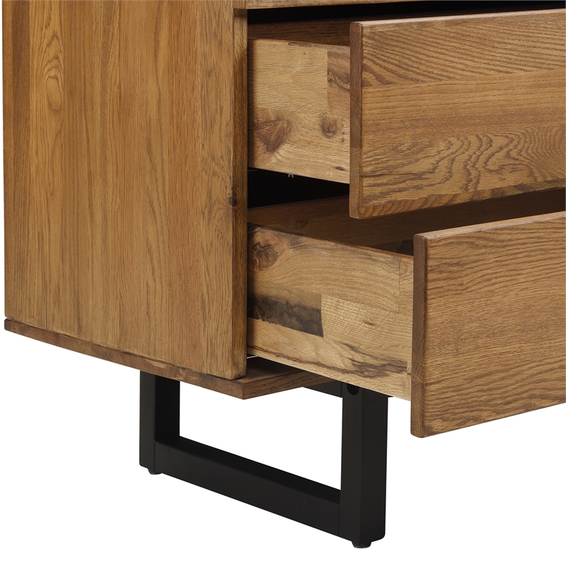 Armen Living Aldo 4-Drawer Modern Wood and Metal Dresser in Brown/Black