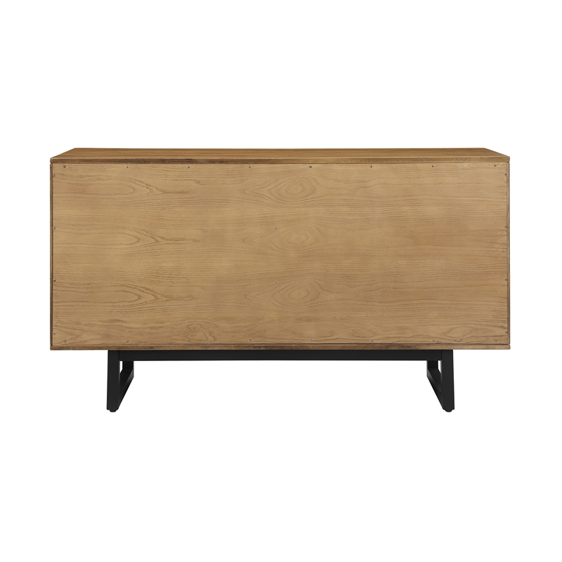 Armen Living Aldo 4-Drawer Modern Wood and Metal Dresser in Brown/Black