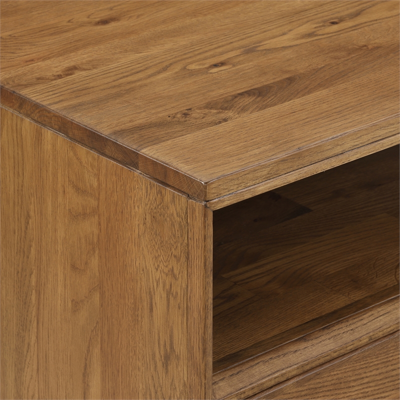 Armen Living Aldo 4-Drawer Modern Wood and Metal Dresser in Brown/Black