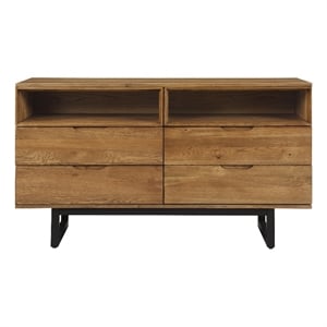 Armen Living Aldo 4-Drawer Modern Wood and Metal Dresser in Brown/Black