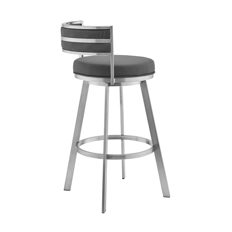 Armen Living Naomi and Roman 3-Piece Stainless Steel Dining Set in Gray/Silver