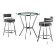 Armen Living Naomi and Roman 3-Piece Stainless Steel Dining Set in Gray/Silver